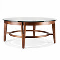 Glass top coffee table with wooden base in walnut finish 80 x 80 x 40cm