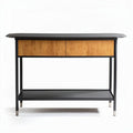 Console table with bamboo storage drawers and metal frame 120 x 40 x 75cm