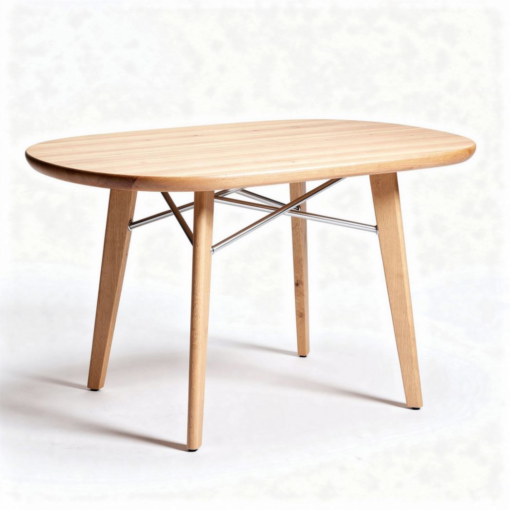 Wooden coffee table with chrome legs 120 x 80 x 75cm natural finish