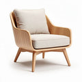 Wooden lounge chair with fabric cushion in natural finish 80 x 75 x 80cm