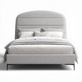 Upholstered fabric bed with headboard and metal legs in light gray 200 x 160 x 100cm