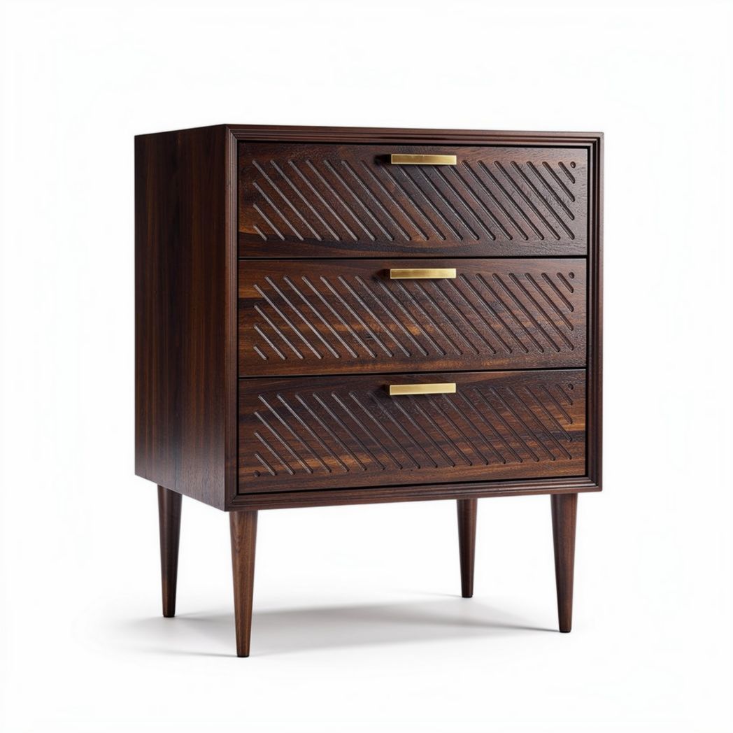 Wooden dresser with three drawers and diagonal pattern 80 x 40 x 90cm