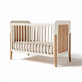 Wooden crib with natural finish and breathable mattress 130 x 70 x 90cm