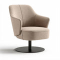 Swivel accent chair upholstered in beige fabric with a round metal base 80 x 80 x 85cm