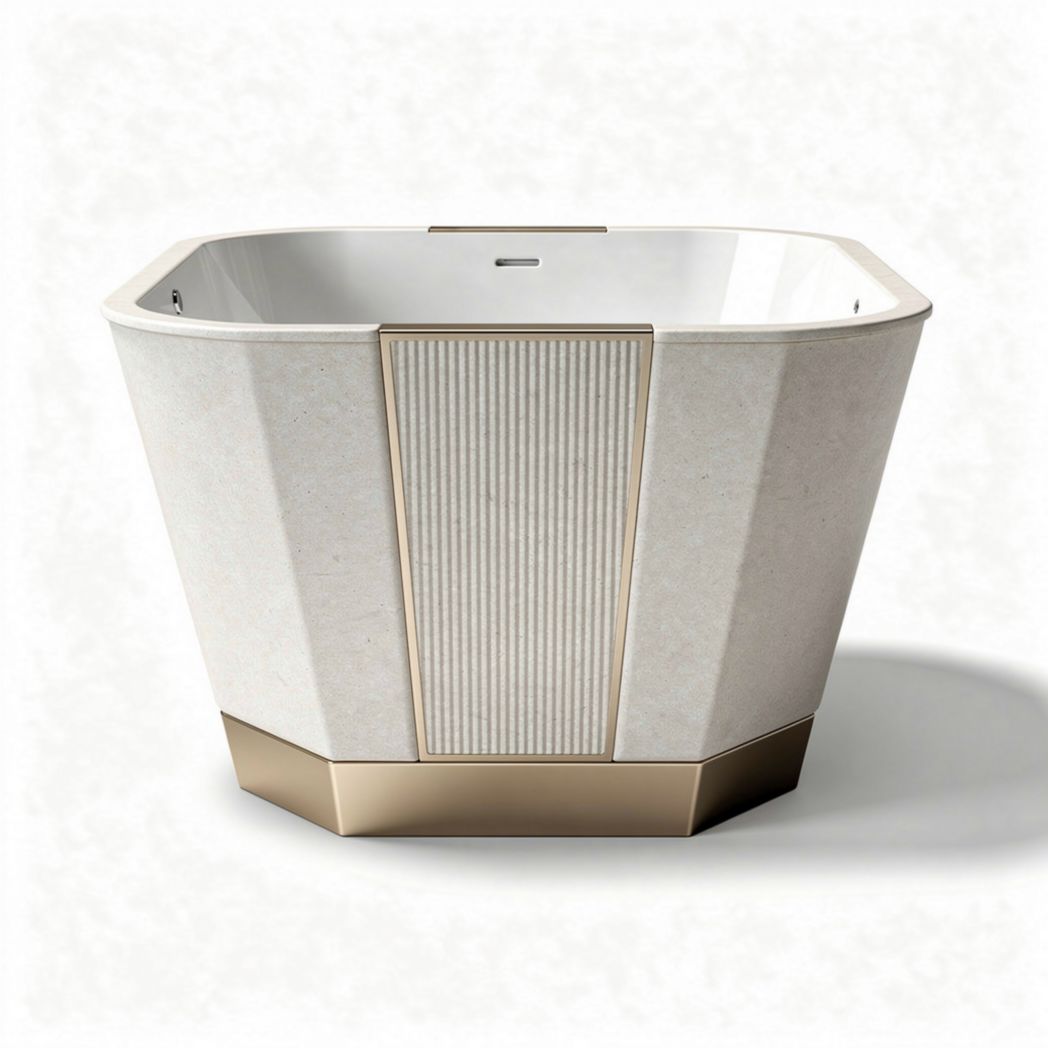 Freestanding rectangular bathtub with textured surface 90 x 90 x 70cm